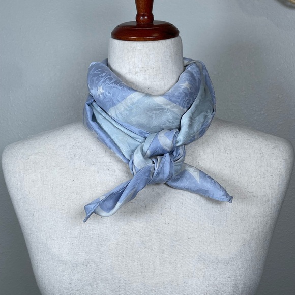 Wyoming Traders 100% Silk Scarf Light Blue Western Cowboy Coastal Cowgirl Bronco - Picture 7 of 10